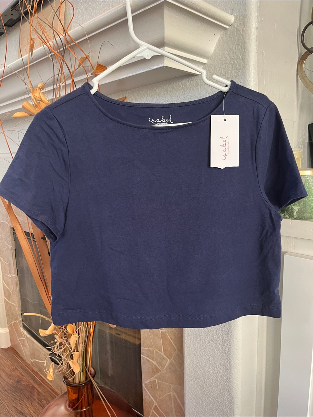 Isabel Maternity by Ingrid & Isabel Navy Short Sleeve Crop Top